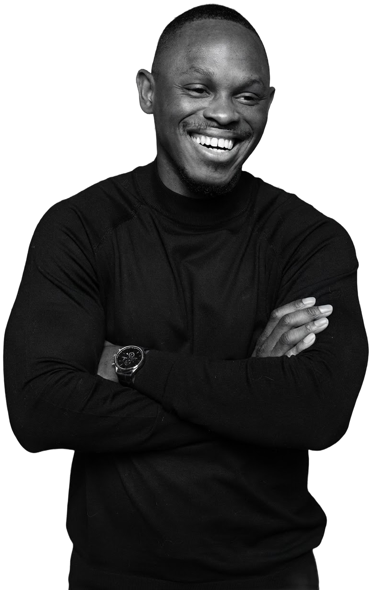 Manuel Odhe, smiling, arms crossed