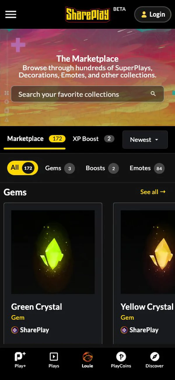 The Marketplace on mobile, with its sort menu