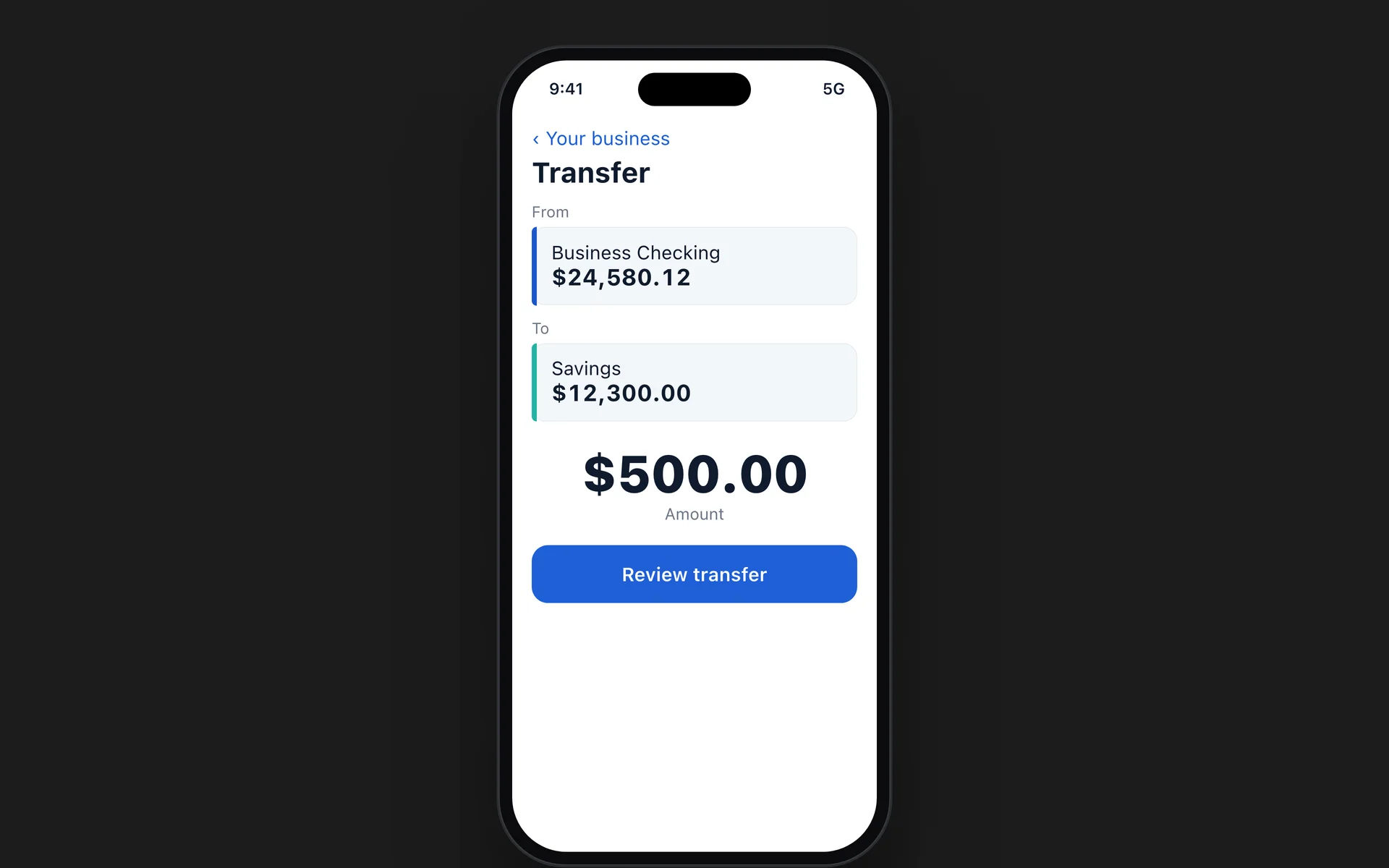 Transfer between business accounts
